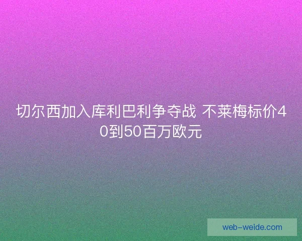 切尔西加入库利巴利争夺战 不莱梅标价40到50百万欧元